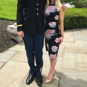 Elizabeth & James Black Flora Midi Dress